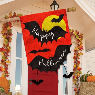 Briarwood Lane Burlap House Flag 40x28 For Outdoor Happy Halloween Bats House Flag Flag For Halloween House Flag