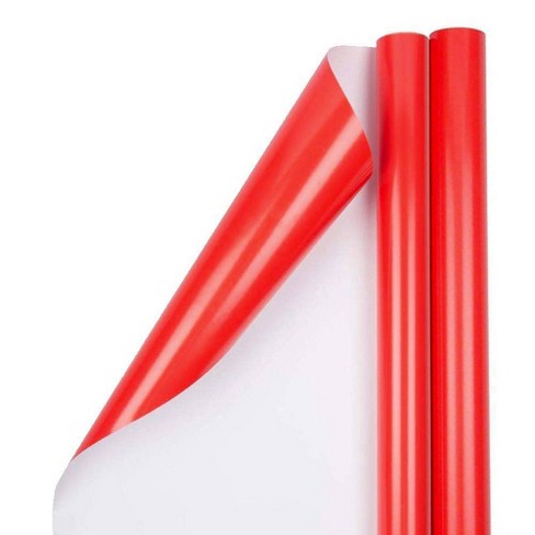 Jam Paper Red Glossy Gift Wrapping Paper Roll - 2 Packs Of 25 Sq