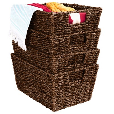 Juvale Wicker Basket, Decorative Storage Baskets (Brown, 5 Piece Set)