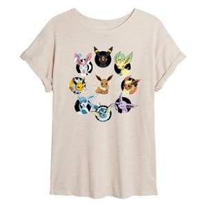 Women's - Pokémon - Eevee Evolution Circle Oversized Graphic T-Shirt - 1 of 4