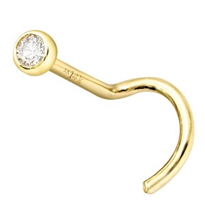Jewelry Avalanche 22G 14K Gold Bezel-set Diamond Nose Screw Nose Stud - 1 of 4