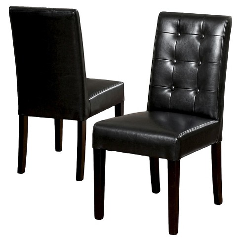 Set Of 2 Roland Leather Dining Chair Black - Christopher Knight Home :  Target