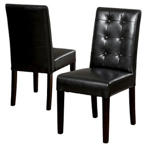Roland Black Leather Dining Chairs - Black (Set of 2) - Christopher Knight Home