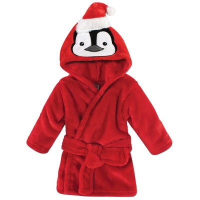 Hudson Baby Infant Boy Plush Animal Face Bathrobe, Boy Penguin, 0-9 Months