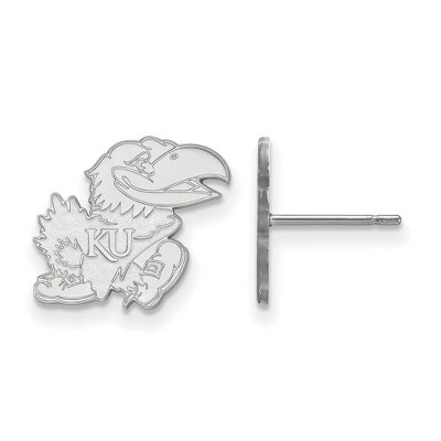 Black Bow Jewelry 10k White Gold Kansas Jayhawks NCAA Post Earrings