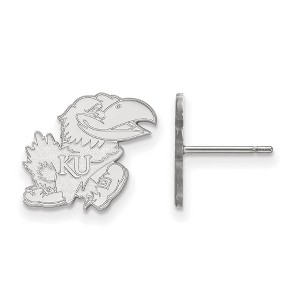 Black Bow Jewelry 10k White Gold Kansas Jayhawks NCAA Post Earrings - 1 of 3