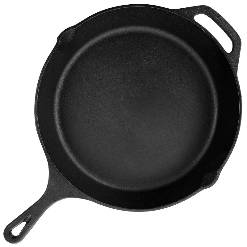 MegaChef Round Preseasoned Cast Iron Frying Pan with Handle in Black, 2 of 8