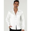 Lars Amadeus Men's Satin Point Collar Long Sleeve Button Down Dress Shirts - 3 of 4