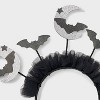 Halloween Glitter Moon and Bat Icon Tinsel Headband - Black/Silver - 4 of 4