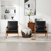 23"W Accent Chair Padding Lounge Arm Chair with Cushion and Pillow, Velvet/PU-ModernLuxe - 2 of 4