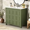 NicBex 24/30/36" Vintage Style Bathroom Vanity with Ceramic Sink,Matte Green Storage Cabinet for Bathroom,4"Faucet Hole(Faucet Not Included) - 2 of 4