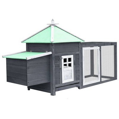 VidaXL Chicken Coop with Nest Box Gray 74.8 inches x28.3 inches x40.2 inches  Solid Firwood
