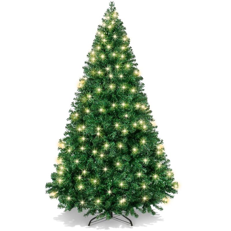 Best Choice Products 6ft Pre-Lit Premium Hinged Artificial Christmas Pine Tree w/ 1,000 Tips, 250 LED Lights, Metal Base, 1 of 8