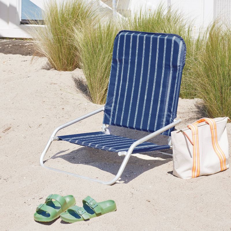 Cushioned Outdoor Portable Beach Chair with Carry Strap Navy - Threshold&#8482;, 3 of 9