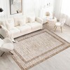 Modern Geometric Bordered Area Rug Non Slip Non Shedding Rug Soft Low Pile Floor Carpet Washable Thin Rug, Contemporary Distressed Rug - 4 of 4