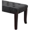Vynxaria Linon Elegant Tufted Ottoman Bench (44"W) Espresso Solid Hardwood Legs, Contrasting Neutral Cotton Upholstery - 2 of 4