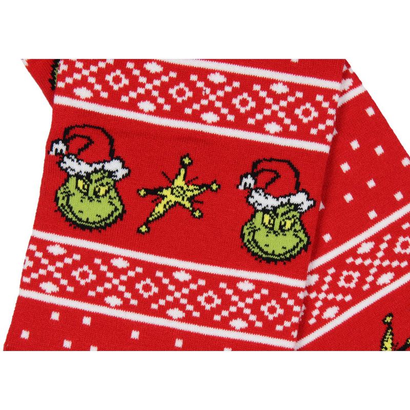 Dr. Seuss How The Grinch Stole Christmas Knit Scarf Red, 3 of 5