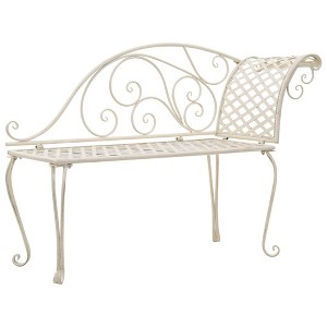 vidaXL Patio Chaise Lounge 50.4" Metal Antique White - 1 of 4