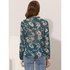 Allegra K Women's Floral Long Sleeve Retro Ruffled Button Down Top - 4 of 4