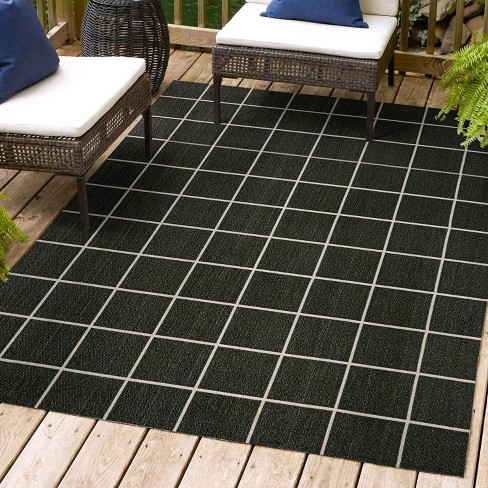 Grid Modern Squares Indoor/Outdoor Area Rug - JONATHAN Y - image 1 of 4