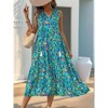 Coolmee Women Boho Dresses V Neck Loose Fit Casual Sleeveless Dress Bohemian Geometric Pattern Maxi Casual Summer Dresses - 3 of 4