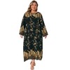 Agnes Orinda Women's Plus Size Boho Pattern Crew Neck Long Sleeve Flowy Casual A Line Maxi Dress with Belt - 3 of 4
