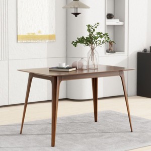 47.2" Mid-Century Modern Dining Table with Faux Wood Top & Solid Rubberwood Legs for Kitchen or Dining Room-The Pop Home - 1 of 4