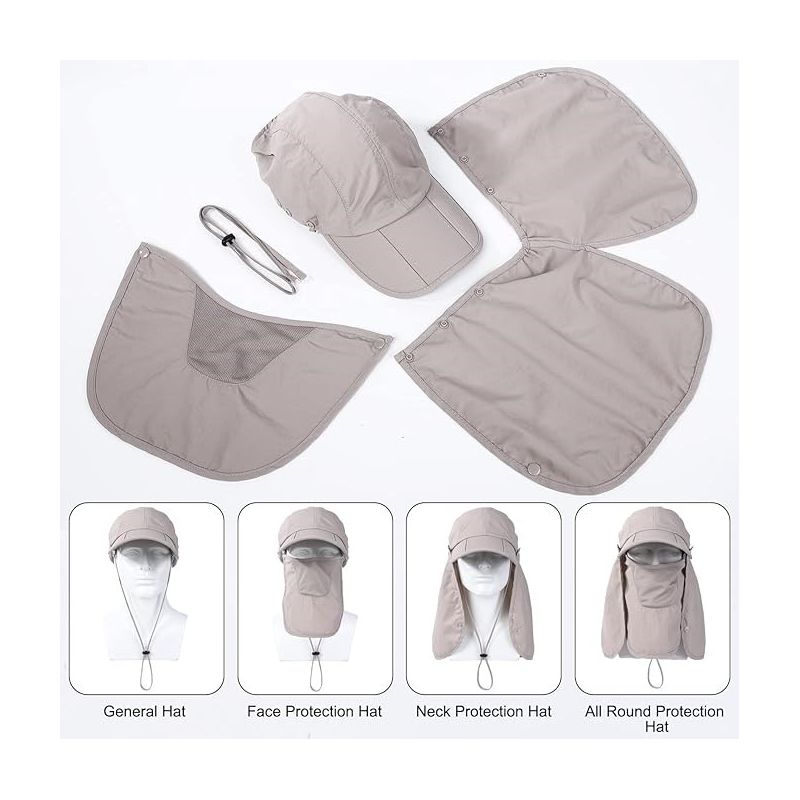 4pcs Fishing Hats UPF 50+ Outdoor Uv Sun Protection Hats Hiking Hats with Neck Flap Face Mask and 4 Pack Arm Sleeves, 4 of 7