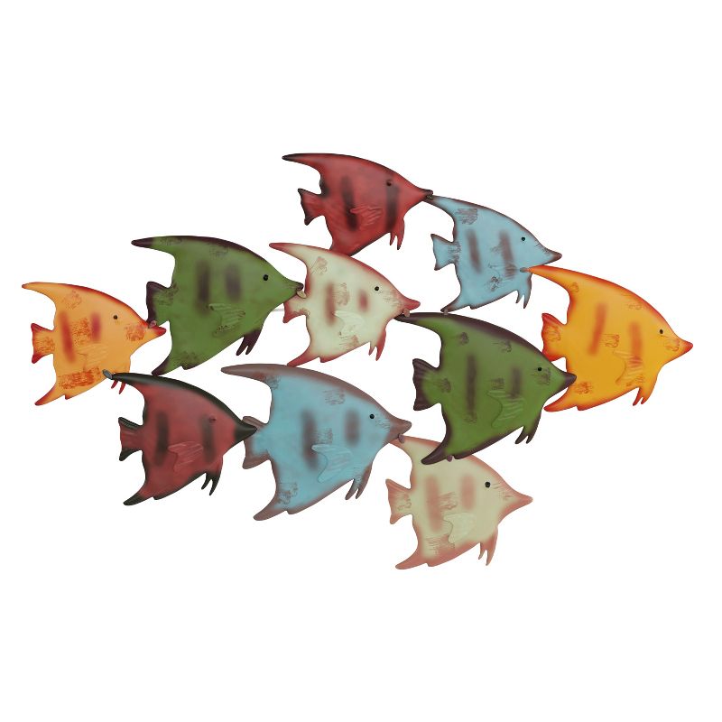 School of Fish Wall Art- Nautical 3D Metal Hanging Décor-Vintage Coastal Seaside Inspired Style-Under Water Sea Life Ocean Home Artwork by Lavish Home, 2 of 8