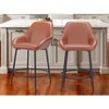 HomeRoots Set of Two 25" Brown And Black Faux Leather And Steel Counter Height Bar Chairs - 2 of 4