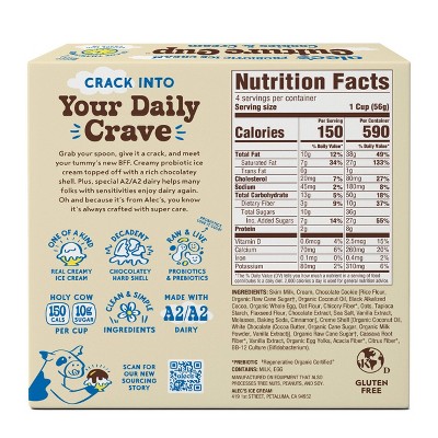 Alec's Ice Cream Culture Cup Frozen Cookies & Cream - 14 fl oz/4ct