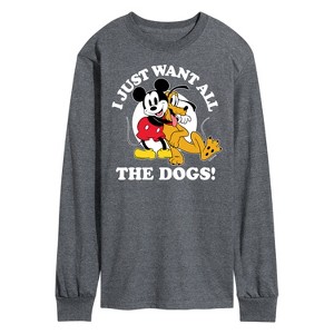 Men's - Disney - I Just Want All The Dogs Long Sleeve Graphic T-Shirt - 1 of 4