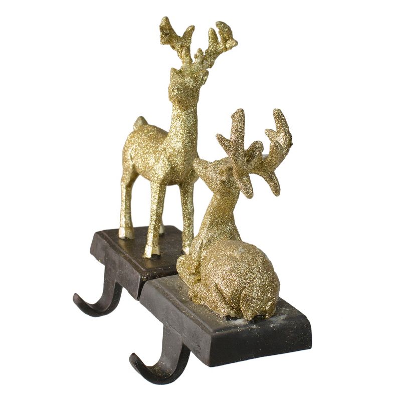 Northlight Set of 2 Gold Reindeer Glittered Christmas Stocking Holders 8.5", 3 of 6