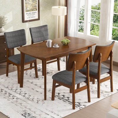 Merax 6-Piece Rustic Farmhouse Dining Set with Upholstered Chairs & Bench
