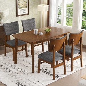 Merax 6-Piece Rustic Farmhouse Dining Set with Upholstered Chairs & Bench - 1 of 4