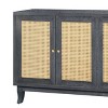 HomeRoots 65" Charcoal and Natural Wood and Rattan Sideboard with Four Doors - 4 of 4