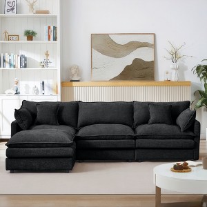 GDFStudio Victor Modern 102'' 3-Seater Chenille Upholstered Sectional Sofa with Ottoman and Pillows - 1 of 4
