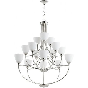Quorum Lighting Enclave 15-Light Chandelier, Polished Nickel, 38.5 Width, 44 Height, Glass Material - 1 of 1