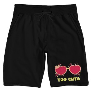Valentine's Day Too Cute Heart-Shaped Sunglasses Men's Black Sleep Pajama Shorts - 1 of 4