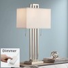 Possini Euro Design Modern Table Lamp 30" Tall with Dimmer Brushed Nickel Metal White Rectangular Shade for Bedroom Living Room House Home Bedside - 2 of 4