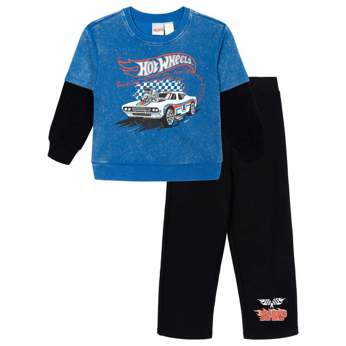 Hot Wheels Little Boys' Fleece 2-Piece Sweatshirt and Pants Set