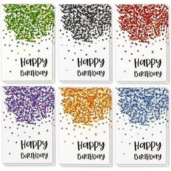 120 Happy Birthday Cards with Short Generic Message Inside , Assorted Greeting Notes with Envelopes and Stickers, 10 Unique Designs, 4x6 inch, Thick