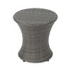 Okak Outdoor Rattan Side Tables Hourglass Waterproof Portable Patio End Table Nightstand Outdoor&Indoor for Garden Balcony Yard Pool, Gray - 3 of 4