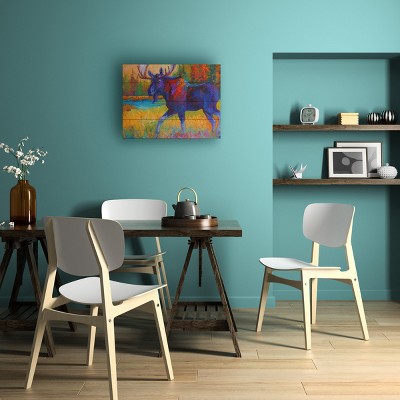 Majestic Moose Bold Multicolor Wood Slat Art - 12x16