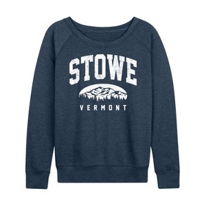 Women's - Instant Message - Stowe Vermont Lightweight French Terry Wide Neck Long Sleeve Graphic Shirt - 1 of 4