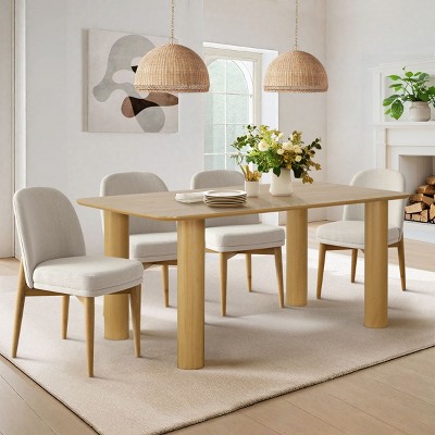 Modern 67" Rectangle Dining Table,Solid Wood Dining Room Table for 6 with Wood Legs for Dining Room,Kitchen,Farmhouse - Maison Boucle