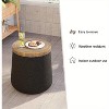 Dracelo 1pcs Patio Black Side Table, With Wood Grain Top, Cylindrical Shape Patio Side Table - 4 of 4