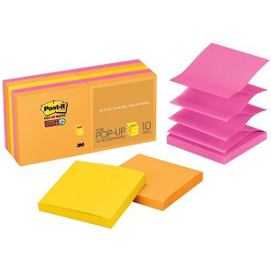 Post-it Sticky Pop-Up Notes, 3 x 3 Inches, Energy Boost Colors, 10 Pads with 90 Sheets - 1 of 4