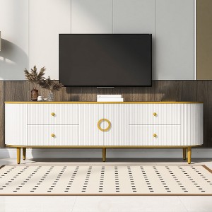 Modern TV Stand for TVs up to 80", Entertainment Center with Drawers and Cabinet, Media Console Table with Metal Legs for Living Room Bedroom - 1 of 4