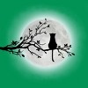 Junior's Design By Humans The Cat and The Moon By Maryedenoa T-Shirt - 2 of 3